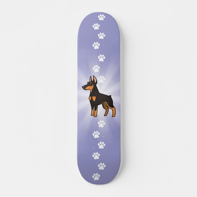 Cartoon-DobermannPinscher (spitze Ohren) Skateboard (Vorne)