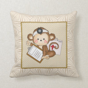 Cartoon Doctor Monkey Fun Throw Kissen
