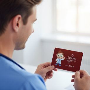 Cartoon Doctor Red Vielen Dank Dankeskarte