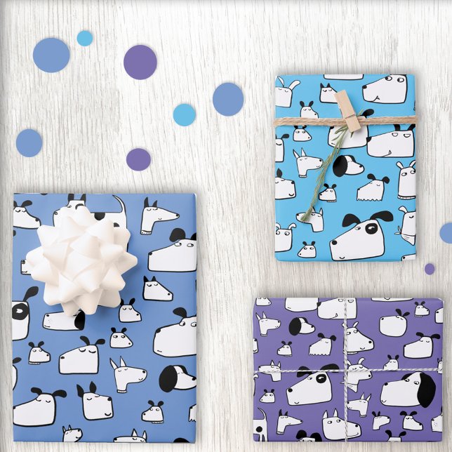 Cartoon Dog Blue Geschenkpapier Set (Von Creator hochgeladen)
