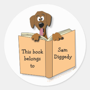 Cartoon Dog Buchzeichen Stickers Template