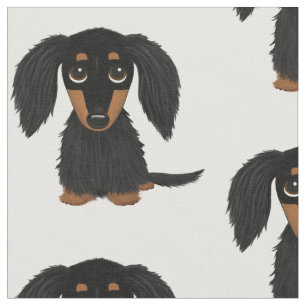 Cartoon Dog Cartoon, Schwarz und Tan-Dackel Stoff