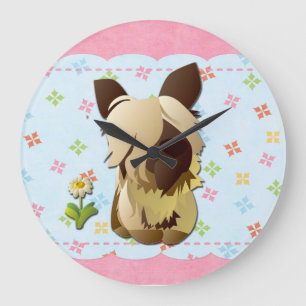 Cartoon Dog Clock Große Wanduhr