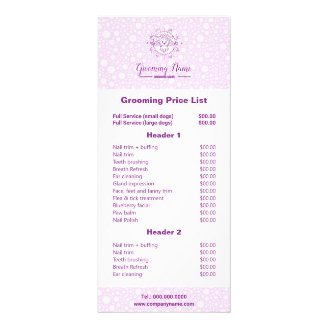 Cartoon Dog Illustration für das Grooming Werbekarte (Vorne)