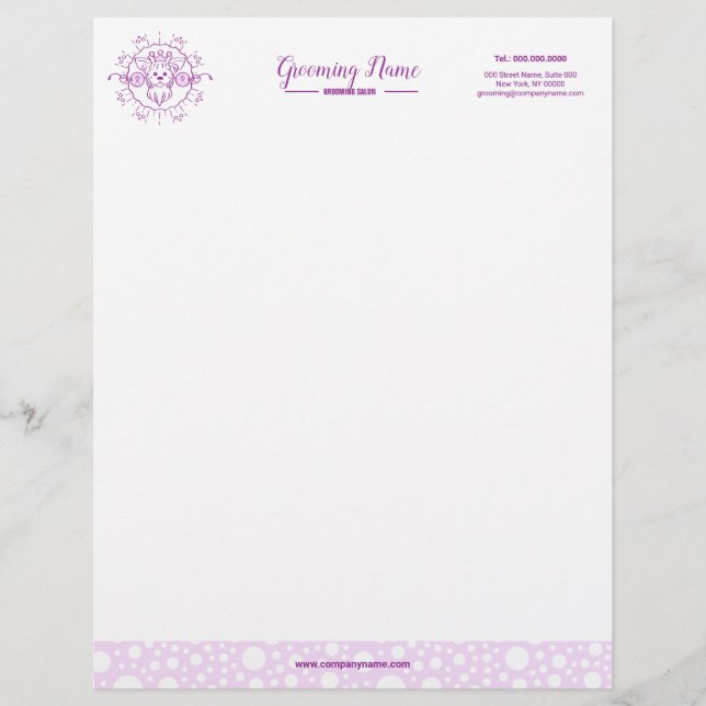 Cartoon Dog Illustration zum Grooming Briefbogen (Vorderseite)