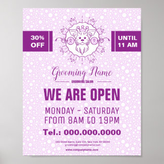 Cartoon Dog Illustration zum Grooming Poster