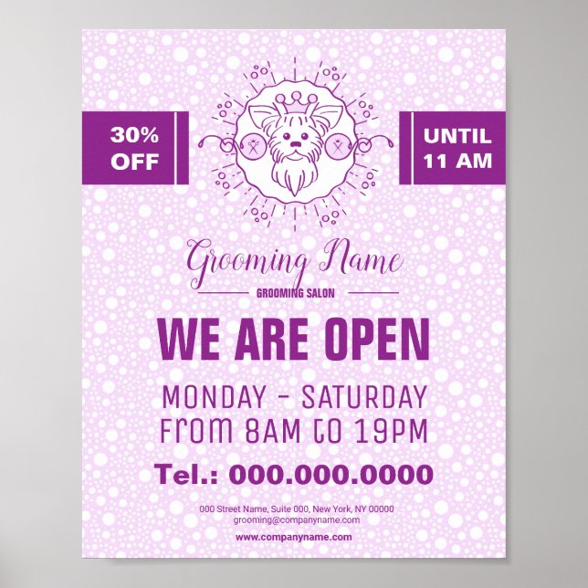 Cartoon Dog Illustration zum Grooming Poster (Vorne)