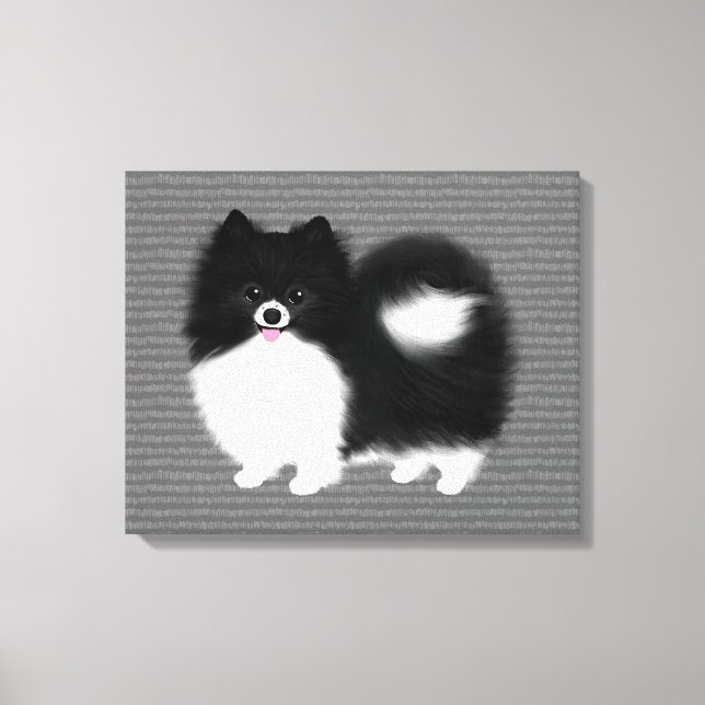 Cartoon Dog in Schwarz/Weiß-Spitz Leinwanddruck (Vorderseite)