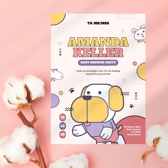 Cartoon Dog Kinderdusche Einladung (Von Creator hochgeladen)