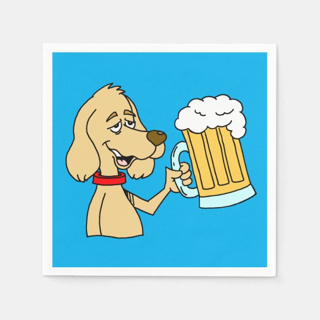 Cartoon Dog mit Bier-Party Serviette (Vorderseite)