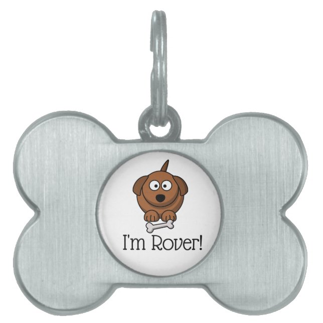 Cartoon Dog mit Knochen Tiermarke (Vorderseite)