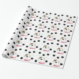 Cartoon Dog mit Paw Prints Geschenkpapier