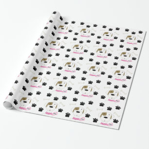Cartoon Dog mit Paw Prints Geschenkpapier
