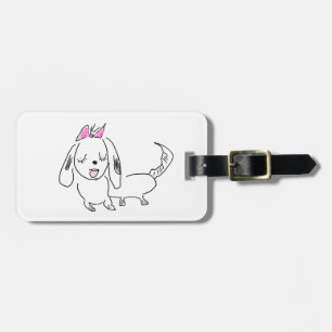 Cartoon Dog mit rosa Bow Gepäckanhänger