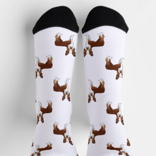 Cartoon Dog Muster Red and White Boston Terrier Socken