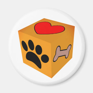 Cartoon Dog Paw Herz und Knochen Magnet
