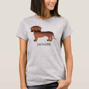 Cartoon Dog & Text der Kurzen Dackel Red Sable T-Shirt