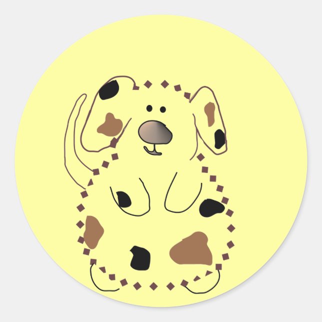 Cartoon Dog Tshirts und Geschenke Runder Aufkleber (Vorderseite)