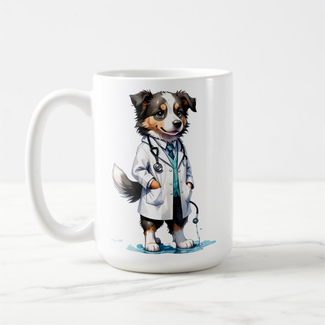 Cartoon Dog Veterinarian Kaffeetasse (Links)