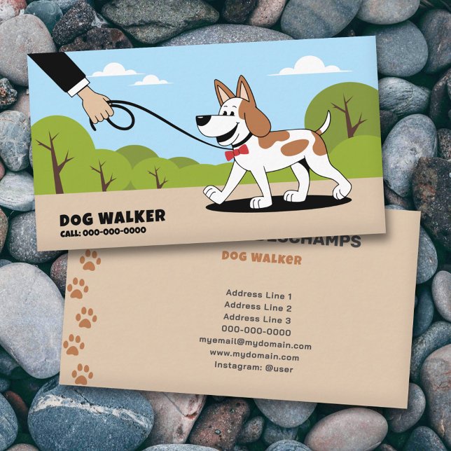 Cartoon - Dog Walker Business Card Visitenkarte (Cartoon - Dog Walker Business Card)