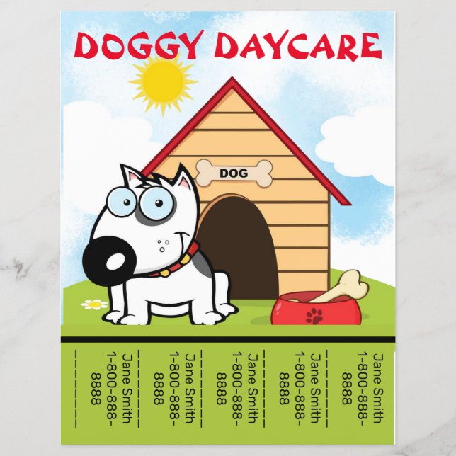 Cartoon Doggy Daycare Förderung Flyer (Vorne)