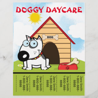 Cartoon Doggy Daycare Förderung Flyer