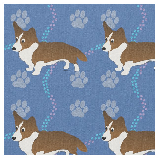 Cartoon Dogs - Cardigan Welsh Corgi v2 Stoff (Nahaufnahme)
