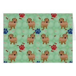 Cartoon Dogs - Dachsund Red Tiled v1
