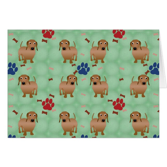 Cartoon Dogs - Dachsund Red Tiled v1 (Vorderseite (Horizontal))
