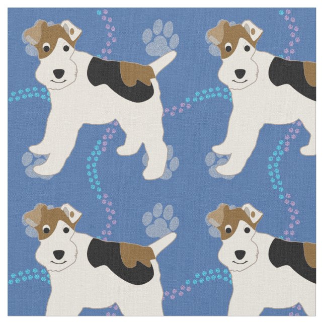 Cartoon Dogs - Wire Fox Terrier v1 Stoff (Nahaufnahme)