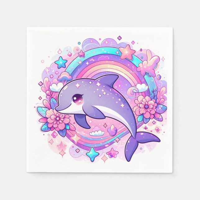 Cartoon Dolphin Babydusche Serviette (Vorderseite)