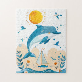 Cartoon Dolphin, die aus dem Wasser springen Puzzle