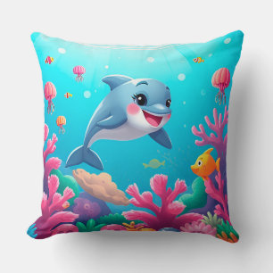Cartoon Dolphin Schwimmen Kissen
