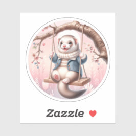 Cartoon Domestic Ferret Aufkleber