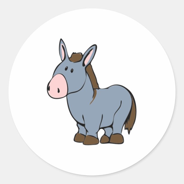 Cartoon Donkey Runder Aufkleber (Vorderseite)