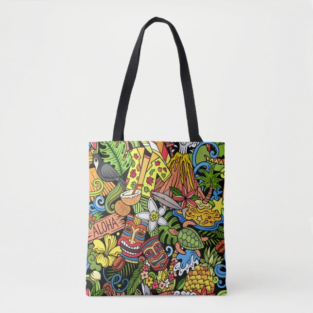 Cartoon doodles Hawaii nahtlos. Hintergrund  (Vorderseite)