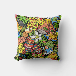 Cartoon doodles Hawaii nahtlos. Hintergrund Kissen