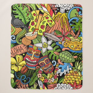 Cartoon doodles Hawaii nahtlos. Hintergrund Sherpadecke