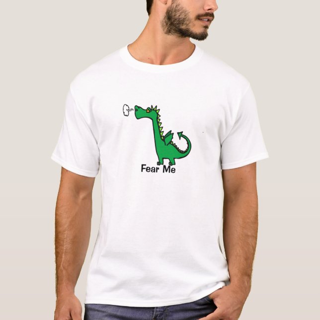 Cartoon-Drache befürchten mich T-Shirt (Vorderseite)