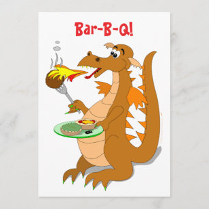 Cartoon-Drache-Grill-Party Einladungs-Schablone Einladung