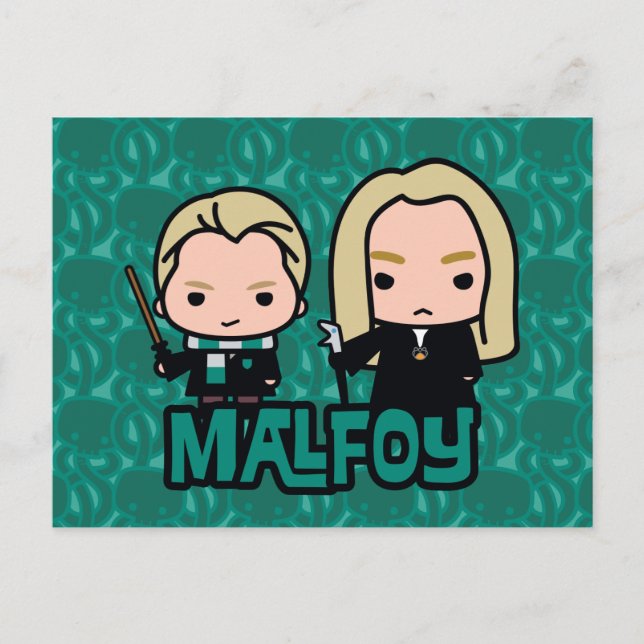 Cartoon Draco und Lucius Malfoy Art Postkarte (Vorderseite)
