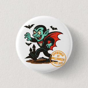 Cartoon Dracula Vampire - Von Halloween genehmigt Button
