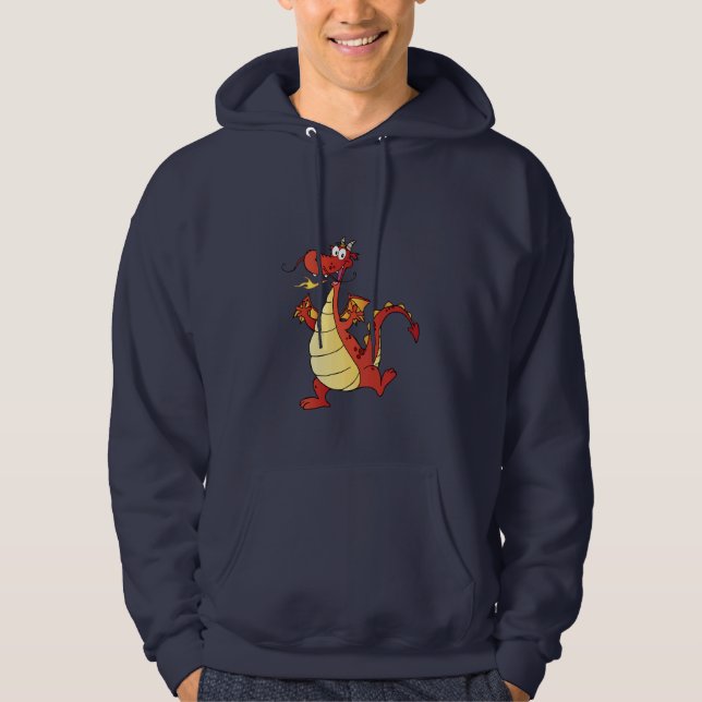 Cartoon Dragon; blau Hoodie (Vorderseite)