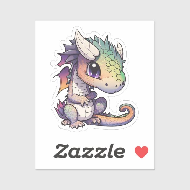 Cartoon Dragon Illustration Aufkleber (Blatt)