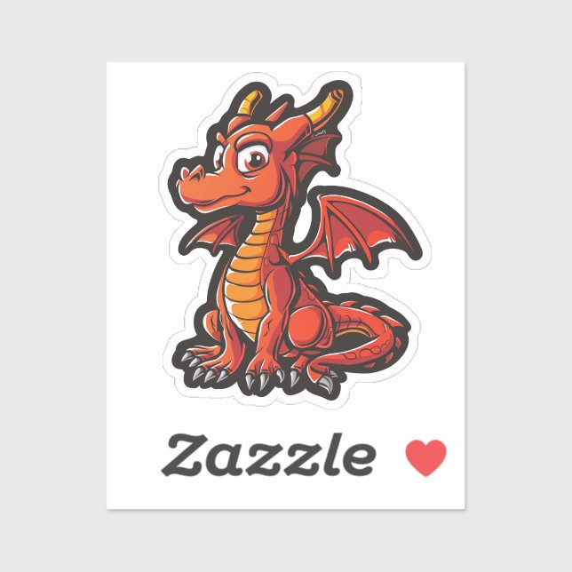 Cartoon Dragon Illustration Aufkleber (Blatt)