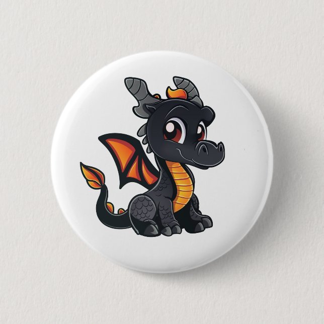 Cartoon Dragon Illustration Button (Vorderseite)