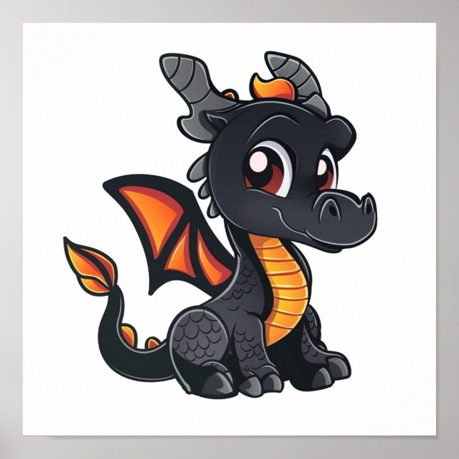 Cartoon Dragon Illustration Poster (Vorne)