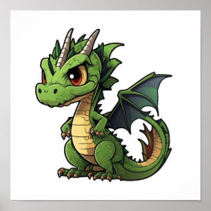 Cartoon Dragon Illustration Poster