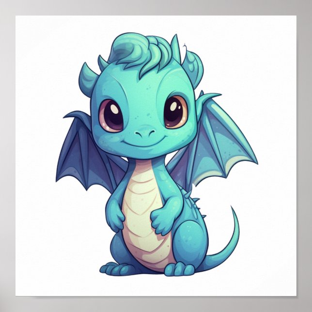 Cartoon Dragon Illustration Poster (Vorne)