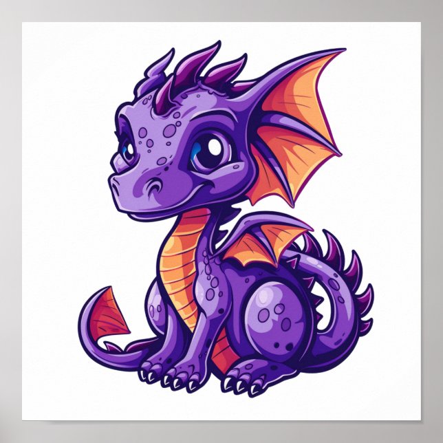 Cartoon Dragon Illustration Poster (Vorne)
